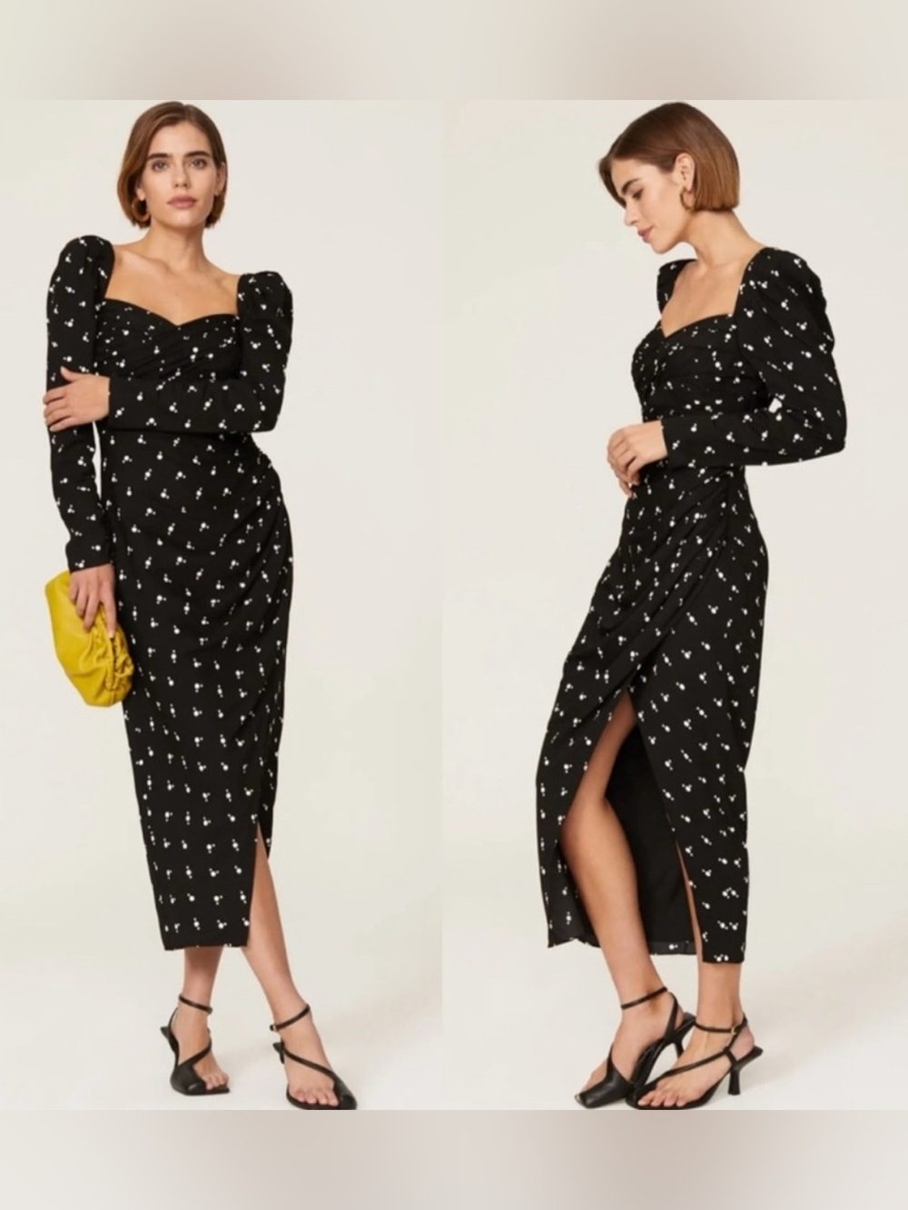 Self portrait polka dot puff sleeve dress in black size 2 - Picture 2 of 9